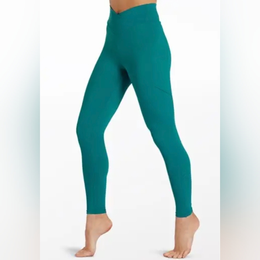 NWT Balera Dancewear Crossover V-Waist Leggings in Jade Green XSC (child 4-5)